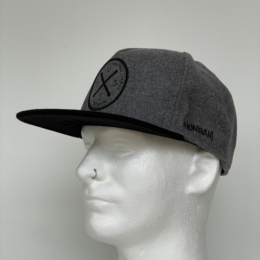 Hoonigan Snapback Hat Grey Wool‎ Blend Tire Slayer Embroidered Cap Drift Rally